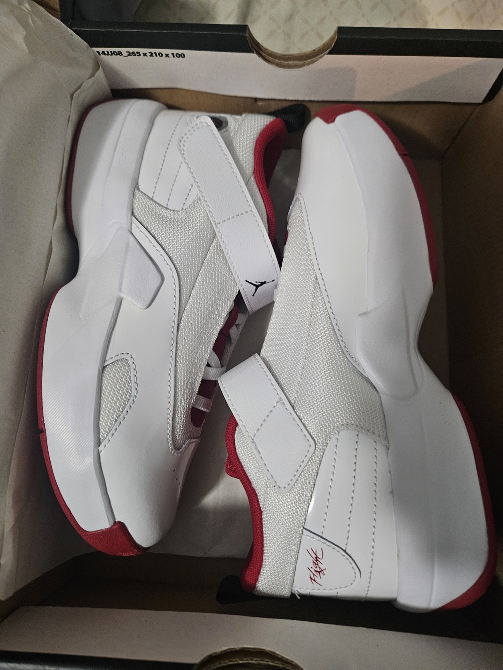 Jordan Men's White and Red Strap Sneakers